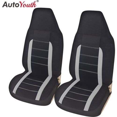 High Back Car Seat Covers Gray and Black Universal Fits 2pcs Front Bucket Seat,Fit for Cars, Trucks, SUVs, Vans