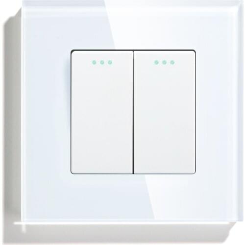 Bseed 2 Gang 1 Way 2 Way Push Button Switch Europe Standard Home Switch Black White Golden With Crystal Glass Panel For Home