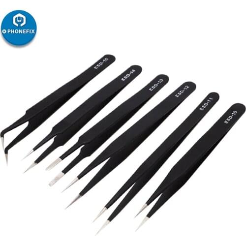ESD-10/11/12/13/14/15 Forceps Anti-Magnetic Anti-Static Precision Industrial Tweezers Set Maintenance Repair Tools
