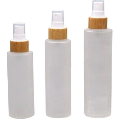100ML 120ML 150ML Frost Glass Mist Spray Bottle Bamboo Pump Bottles Empty Cosmetic Toner Packaging Bottles, 10 Pcs/Lot