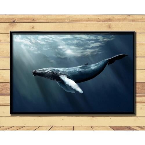 Humpback Whale Ferocious Giant Marine Animal (1) Wall Posters Prints Silk Art Painting For Home Wall Bedroom Decor