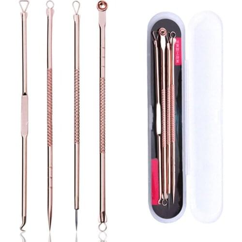 4pcs/set Blackhead Comedone Pimple Blackhead Remover Tool Spoon for Face Skin Care Tool Acne Removal Needles Facial Pore Cleaner