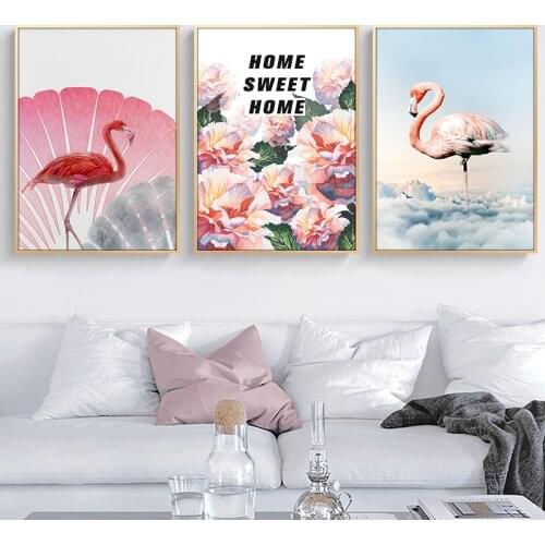 Canvas Painting Boho Decorations For Home Wall Pink Art Canvas Pictures For Home Design Flamingo Decor Painting Modern