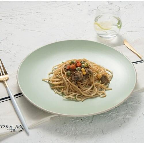Nordic western style Matt light green ceramic tableware western restaurant steak plate fruit salad dish plate dinner plates