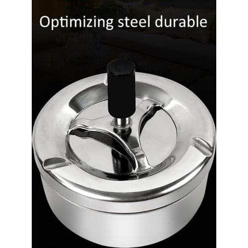 Round Indoor Outdoor Smoking Ashtray Creative Metal Ashtray Wiring Round Push Down Rotating Self-Clearing Portable Ashtray
