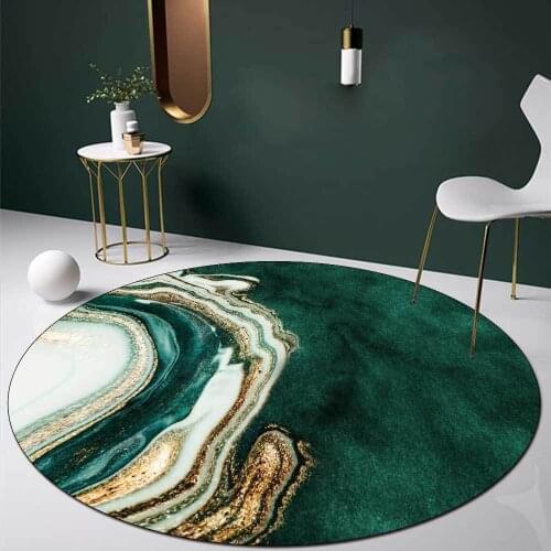 Modern Nordic Style Round Carpet Abstract Marble Pattern Print Bedroom Bedside Area Rugs Living Room Kids Play Tent Floor Mats