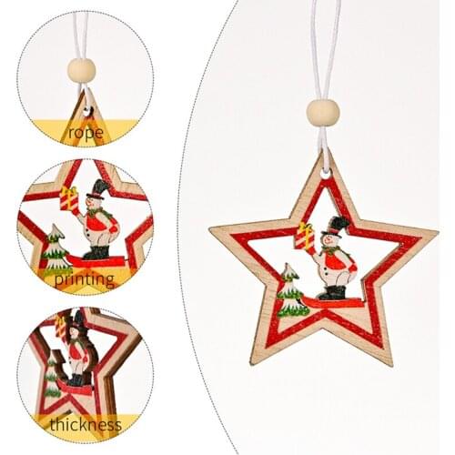 Cute Wooden Mini Ornaments Pendant Kids Gift Toys for Christmas Party Kindergarten Decoration Christmas Pendant Drop Ornaments