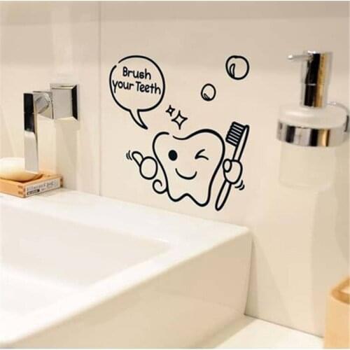 Home decoration Bathroom stickers Wall Stickers --Brush your Teeth -- Waterproof Art Vinyl Decal Bathroom Wall Decor wallpaper