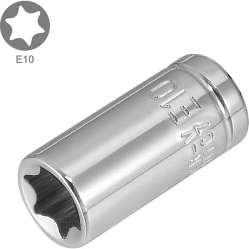 Uxcell 2Pcs 1/4-inch Drive E10 External Torx Shallow Socket, Cr-V Steel for Heavy-duty Pneumatic Tools