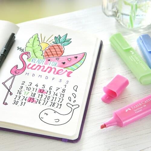 New Faber Castell Pastel Highlighter Pen Fluorescent Markers Mildliner Soft Multicoloured Pen Kawaii Stationery Art Supplies