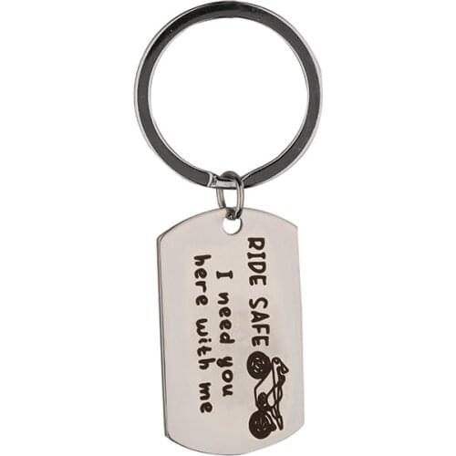 Oeinin Simple Keychain Man Ride Safe I Need You Here WIth Key Holder Bags Unisex Silver Color Alloy Key Chain Pendant Porte Clef