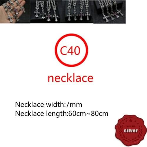 C40 S925 sterling silver necklace personality fashion punk style sweater chain domineering cross with chain a gift for friends