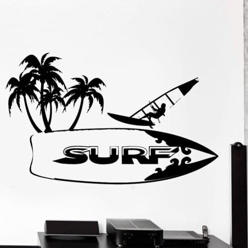 Surf Decals Teen Boy Bedroom Wall Stickers For Home Decor Wallpapers Vinyl Murals Art Sandy Beach Decal DIY Self-sticking AL042