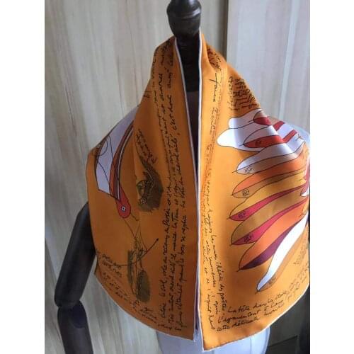 2021 new arrival fashion elegant brand orange horse design 100% silk scarf 90*90 cm square shawl twill wrap for women lady girl