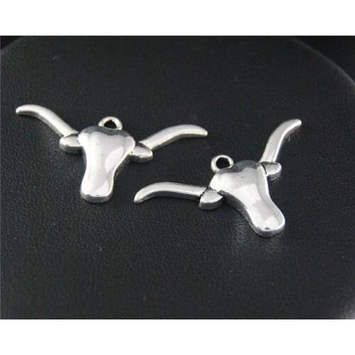 20Pcs Silver Color Tauren Bull Head Charm Jewellery Pendant For Bracelet Necklace 19x35Mm A2123