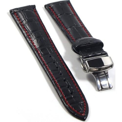 Genuine Leather Watchbands 20mm Universal Watch Butterfly Buckle Band Steel Buckle Strap 22mm watch band