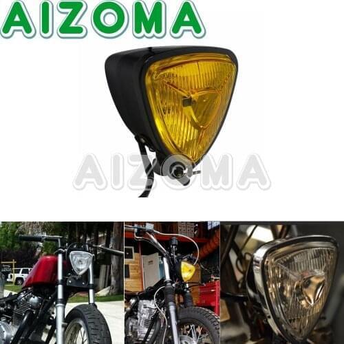 Retro Triangle Motorcycle Headlight H4 12V 55/60W Front Lamp Universal For Harley Chopper Bobber Cafe Racer Custom Head Light