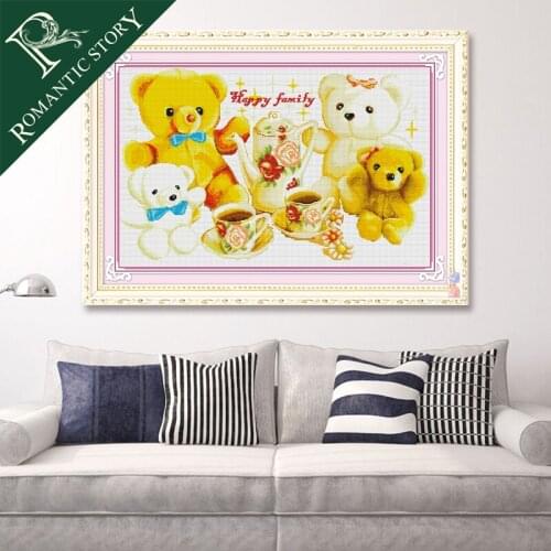 Romantic Story Cartoon Panda Home Decoration Painting Cross Stitch Needlework DMC DIY Printing Cross-Stitch Sets Embroidery Kits