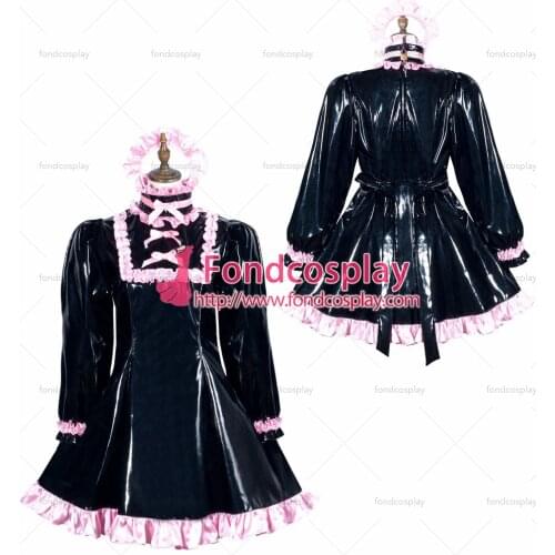 Sissy maid pvc dress lockable Uniform cosplay costume Tailor-made[G3773]