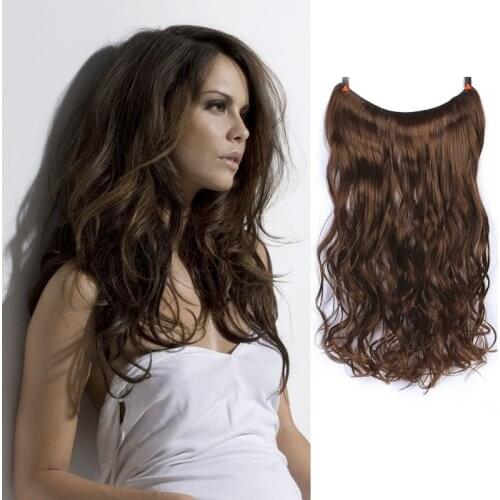 XUANGUANG 24" Hair Extensions No Clips In Hair Extensions Secret Invisible Fish Line Hairpieces Synthetic Hidden Secret Line