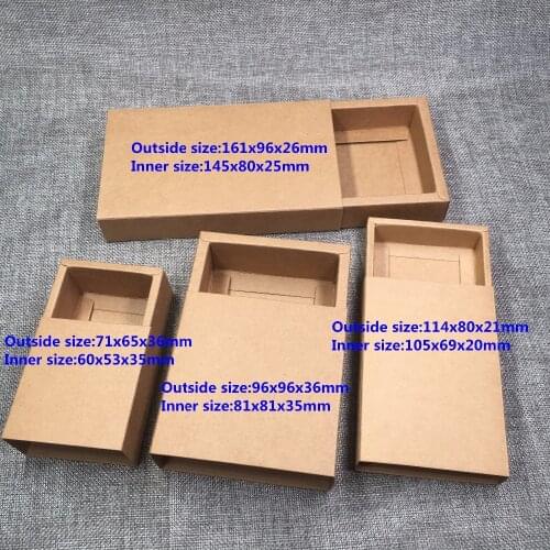24pcs Kraft Paper Drawer Boxes DIY Blank Gift boxes for Gift\Handmade Soap\Crafts\Jewelry\Macarons\Candy Packing Boxes 4 Size