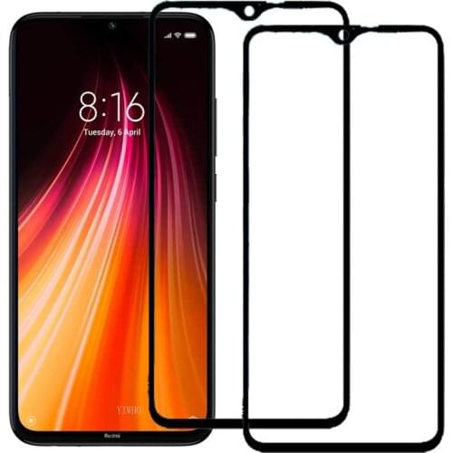 2PCS with Black Border Glass on For Xiaomi Redmi Note 8 7 6 Pro Screen Protector Tempered Protector Film for Xiomi Note8 Plus