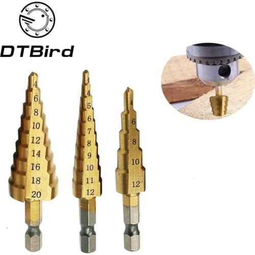 1pcs 3-13mm HSS Titanium Coated Stepped Drill Power Tools Carbide Drill Mini Drill Bit Set 3-12mm 4-12mm 4-20mm DT6