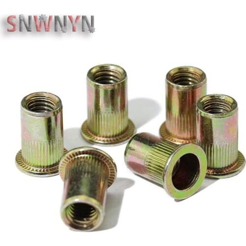 10pcs/set M3-M12 Zinc Plated Carbon Steel Rivet nut Flat Head Threaded Rivet Insert Nutsert Cap Rivet Nut