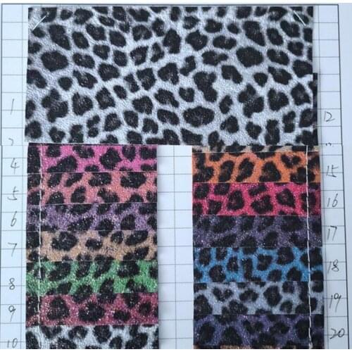 10 yards roll wholesale new fashion PVC artificial glitter leopard leather fabric Symphony Leopard glitter material