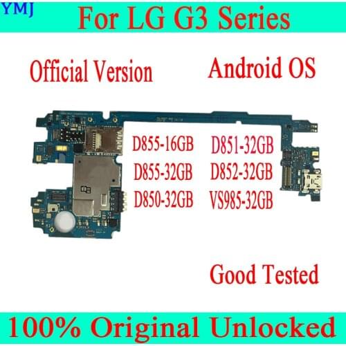 100% Original unlocked for LG G3 D855 D852 D851 D850 VS985 Motherboard for LG G3 Logic Boards with Android System 16gb / 32gb