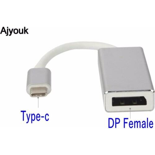 100PCS USB-C USB 3.1 TYPE-C To DP Displayport Female 2K*4K Adapter Cable For Macbook Air 12" and Google Chromebook Pixel 2