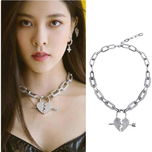 2020 Hiphop Crystal Chains Chokers Necklaces for Women Arrows Heart Pendant Necklace Rock Jewelry Female Colliers Girl Gift