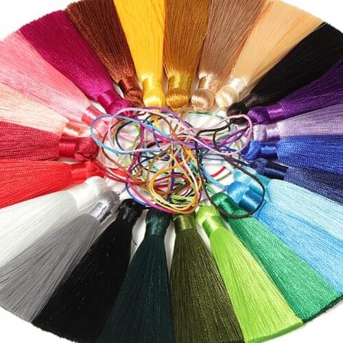 5/10pcs 8cm Tassel Fringe Trim for Jewelry Making DIY Earrings Pendant Accessories Silk Satin Tassel Brush Crafts Decor Findings