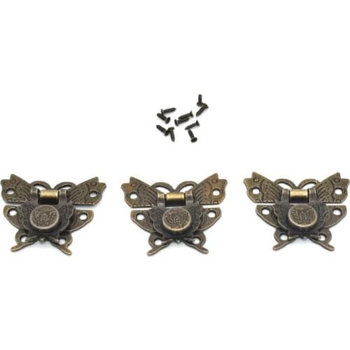 50mm Antique bronze Vintage Box Hasps Metal Lock Catch Latches with screw for Gift Box Suitcase Buckle Clasp Hardware lock 1set