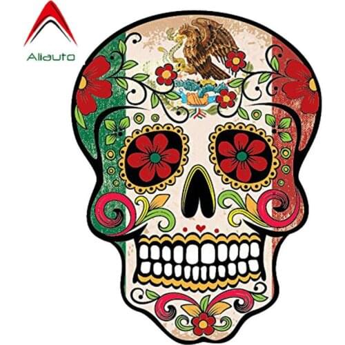 Aliauto Water Proof Car Sticker Mexican Sugar Skull Reflective PVC Decal for Mercedes Honda Toyota Volkswagen Renault,10cm*14cm