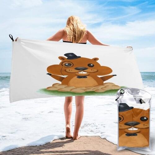 Bath Towel Elegant Groundhog Hat Monocle Quick Dry Towel Thin Absorbent Soft Towel for Home Travel Camping Swimming Beach Sport