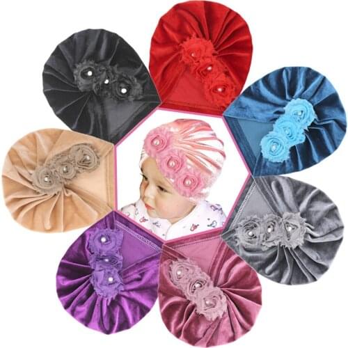 Baby Girl Velet Head Bandanas With Flower Turban For Newborn Toddler Hair Accessories 0-3 Years Bebe