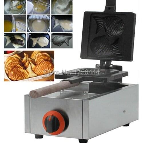 Free Shipping 2pcs Commercial LPG Gas Fish Waffle Maker Iron Machine Baker