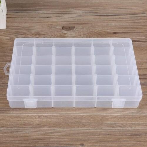 Clear Plastic 36 Grids Storage Box Detachable Dividers Make Up Organizer Pills Drugs Earrings Bead Jewelry Storage Box Case