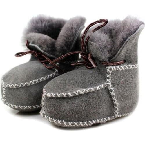 Winter Newborn Baby Thick Natural Real Fur Boots Warm Shoes Infant Toddler Boys Girls First Walkers Soft Sole Snow Boots