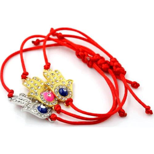 BPPCCR Hamsa of hand Amulet Zircon bracelet Luckly Red rope thread string braided men women Reiki hombres Chakra pulseira