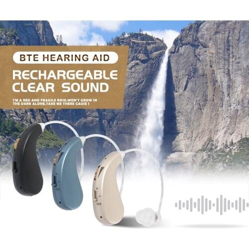 GIZZO Elderly Digital Noise Reduction BTE Deaf Rechargeable Hearing Aid Wireless Ear Aids For Adult Moderate To Severe Loss