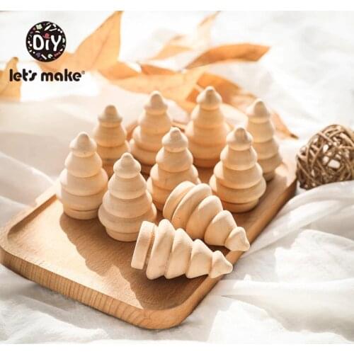 Wooden Peg Dolls Baby Toys 10pcs Maple Wood Unpainted Family Wooden Doll Pine Cone Snowman Dolls Christmas Tree Toy Custom Logo