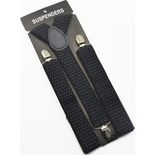 120cm Mens Unisex Clip-on Braces Elastic 3.5cm Wide larger Suspenders Gallus/Belt For Women dot black