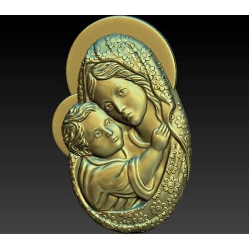 3D model relief in STL format file for CNC engraving carving artcam aspire-Virgin Mary and kid