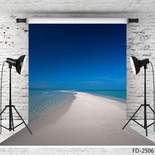 Sandy Beach Sea Blue Sky Portrait Scenery Backdrop 3D Vinyl Cloth Computer Printed Photography Background Photo Studio Props