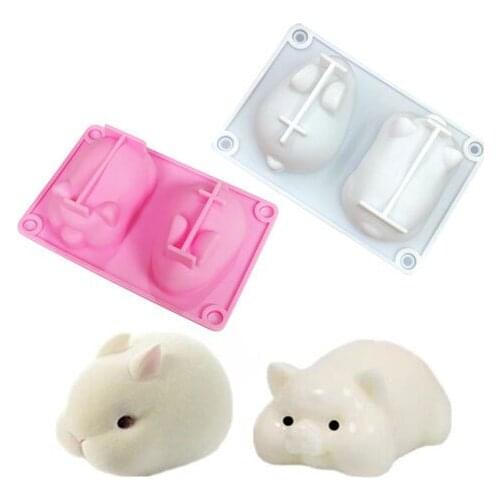 Rabbit And Pig Cake Mold Jelly Mold Dessert Silicone Mold Bakery Mold For Baking Candle Mold Chocolate Cake Tools