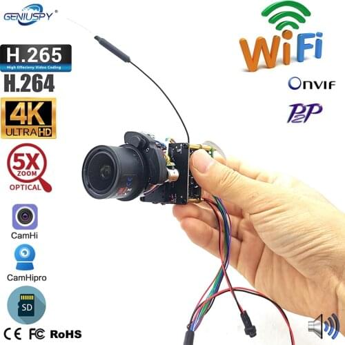 Camhi 8MP 4K HDWireless Wifi Security IP Camera Module With Audio TF Card Slot 5X Auto Focus Optical Zoom CCTV Surveillance Cam