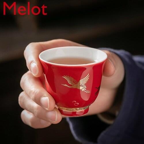 Ji Blue Glaze Tea Cup Ceramic Tea Cup Home Kung Fu Tea Set Small Tea Cup Single Master Cup Small Bowl High Quality Taste, Senior