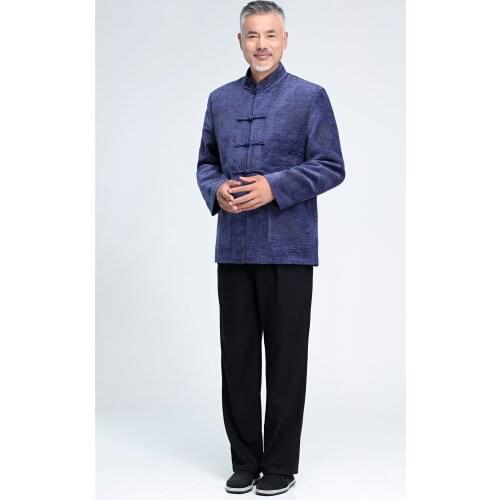 Shanghai Story Autumn Winter Blend Cotton Chinese Traditional Uniform Top Kungfu Jacket for Men